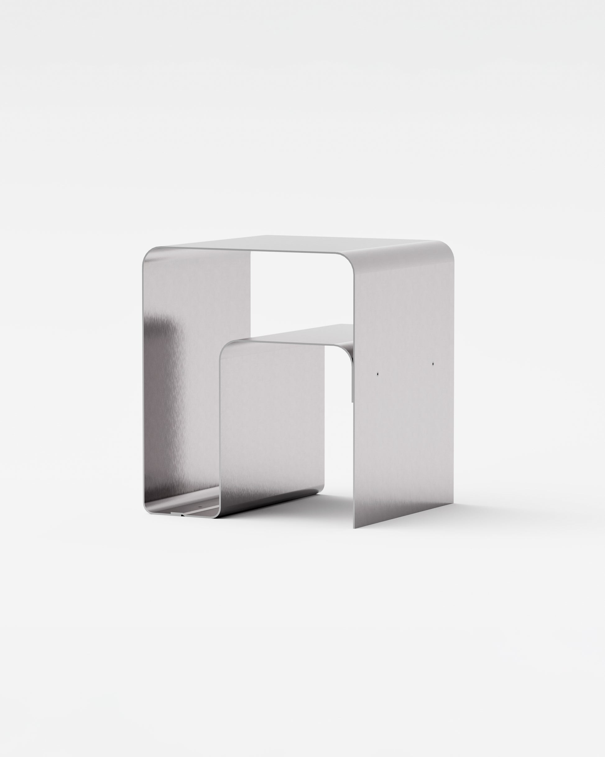 Sidebord/lille sofabord i børstet aluminium